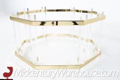 Charles Hollis Jones Charles Hollis Jones Mid Century Brass and Lucite Octagonal Coffee Table - 2367020