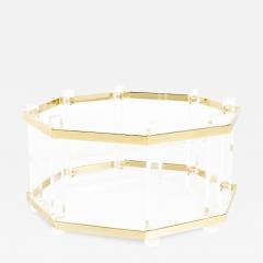 Charles Hollis Jones Charles Hollis Jones Mid Century Brass and Lucite Octagonal Coffee Table - 2374579