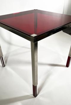 Charles Hollis Jones Charles Hollis Jones Modern Red Clear Lucite Nickel Game Table - 4273844