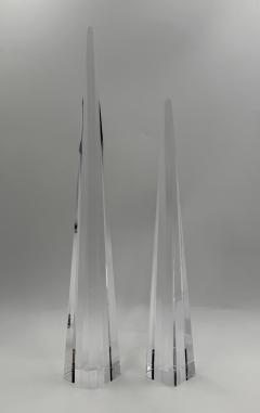 Charles Hollis Jones Charles Hollis Jones Signed Lucite Obelisk Sculptures Pair 1974 - 4711691
