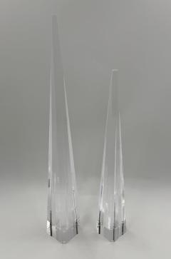 Charles Hollis Jones Charles Hollis Jones Signed Lucite Obelisk Sculptures Pair 1974 - 4711692