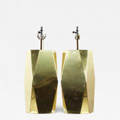 Charles Hollis Jones Charles Hollis Jones Style Mid Century Brass and Lucite Table Lamps Pair - 3758373