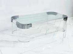 Charles Hollis Jones Charles Hollis Jones Waterfall Coffee Table in Acrylic Chrome 1960s - 3176504