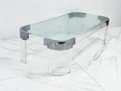 Charles Hollis Jones Charles Hollis Jones Waterfall Coffee Table in Acrylic Chrome 1960s - 3176505