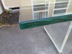 Charles Hollis Jones Chunky Thick Lucite Aluminium Dining Room Table Desk Mid Century Modern - 1544299
