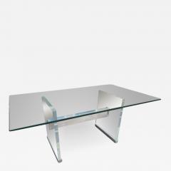 Charles Hollis Jones Chunky Thick Lucite Aluminium Dining Room Table Desk Mid Century Modern - 1545254