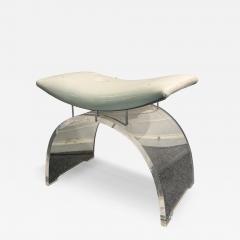 Charles Hollis Jones EXCEPTIONAL SCULPTURAL ARCHED CURVED SEAT LUCITE VANITY STOOL - 4279216