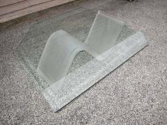 Charles Hollis Jones Fantastically Simple Frosted Lucite Wave Coffee Table Mid century Modern - 1749484
