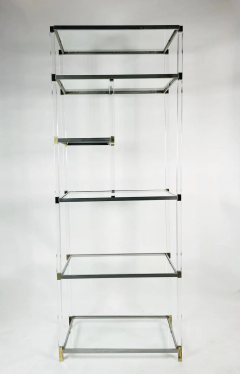 Charles Hollis Jones Lucite Brass Glass Nickel Display Cabinet by Charles Hollis Jones - 2727458