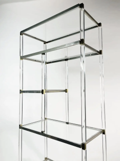 Charles Hollis Jones Lucite Brass Glass Nickel Display Cabinet by Charles Hollis Jones - 2727461