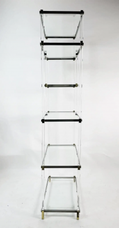 Charles Hollis Jones Lucite Brass Glass Nickel Display Cabinet by Charles Hollis Jones - 2727467