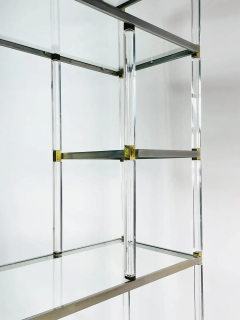 Charles Hollis Jones Lucite Brass Glass Nickel Display Cabinet by Charles Hollis Jones - 2727485