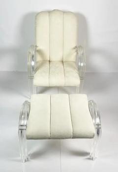 Charles Hollis Jones Lucite Lounge Chair Ottoman by Charles Hollis Jones Waterfall Collection - 3859598