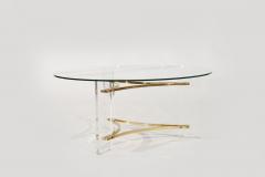 Charles Hollis Jones Lucite and Brass Coffee Table by Charles Hollis Jones C 1970s - 3712103