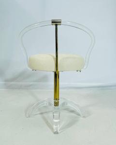 Charles Hollis Jones Lucite and Brass Vanity Swivel Chair by Charles Hollis Jones USA 1960s - 4163639