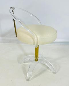Charles Hollis Jones Lucite and Brass Vanity Swivel Chair by Charles Hollis Jones USA 1960s - 4163646