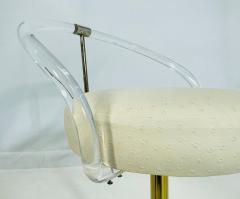 Charles Hollis Jones Lucite and Brass Vanity Swivel Chair by Charles Hollis Jones USA 1960s - 4163655