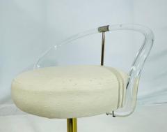 Charles Hollis Jones Lucite and Brass Vanity Swivel Chair by Charles Hollis Jones USA 1960s - 4163656