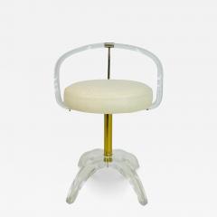 Charles Hollis Jones Lucite and Brass Vanity Swivel Chair by Charles Hollis Jones USA 1960s - 4164581
