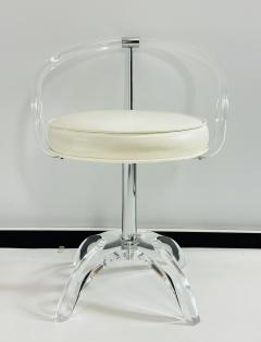 Charles Hollis Jones Lucite and Nickel Vanity Swivel Chair by Charles Hollis Jones Signed and Dated - 3992568