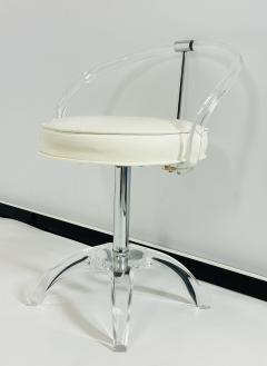 Charles Hollis Jones Lucite and Nickel Vanity Swivel Chair by Charles Hollis Jones Signed and Dated - 3992570