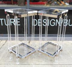 Charles Hollis Jones Lucite and Polished Nickel Pedestals Tables by Charles Hollis Jones - 84121