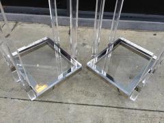 Charles Hollis Jones Lucite and Polished Nickel Pedestals Tables by Charles Hollis Jones - 84122