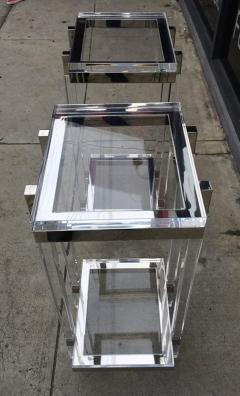Charles Hollis Jones Lucite and Polished Nickel Pedestals Tables by Charles Hollis Jones - 84124