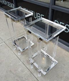 Charles Hollis Jones Lucite and Polished Nickel Pedestals Tables by Charles Hollis Jones - 84126