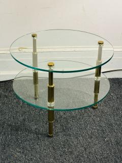 Charles Hollis Jones MODERN LUCITE AND BRASS DOUBLE TIER ROUND GLASS TABLE - 4275136