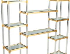 Charles Hollis Jones Mid Century Modern Acrylic and Brass Wall Unit Etagere by Charles Hollis Jones - 3591448