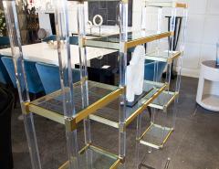 Charles Hollis Jones Mid Century Modern Acrylic and Brass Wall Unit Etagere by Charles Hollis Jones - 3591457