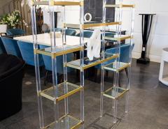 Charles Hollis Jones Mid Century Modern Acrylic and Brass Wall Unit Etagere by Charles Hollis Jones - 3591458