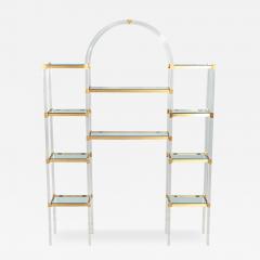 Charles Hollis Jones Mid Century Modern Acrylic and Brass Wall Unit Etagere by Charles Hollis Jones - 3592455