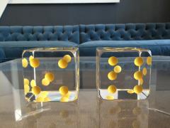 Charles Hollis Jones Oversized Dice Bookends in Lucite by Charles Hollis Jones - 69322