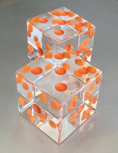 Charles Hollis Jones Oversized Dice Sculpture with Orange Dots by Charles Hollis Jones - 296224