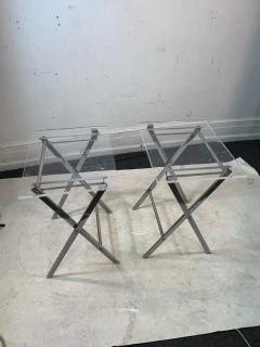 Charles Hollis Jones PAIR OF MODERN LUCITE AND CHROME X BASE FOLDING TABLES - 3171060
