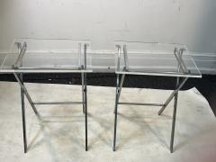 Charles Hollis Jones PAIR OF MODERN LUCITE AND CHROME X BASE FOLDING TABLES - 3314408