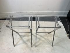 Charles Hollis Jones PAIR OF MODERN LUCITE AND CHROME X BASE FOLDING TABLES - 3314409