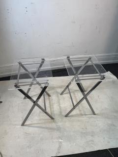 Charles Hollis Jones PAIR OF MODERN LUCITE AND CHROME X BASE FOLDING TABLES - 3314410