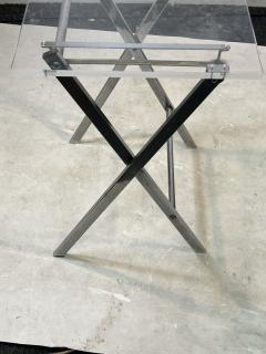 Charles Hollis Jones PAIR OF MODERN LUCITE AND CHROME X BASE FOLDING TABLES - 3314412