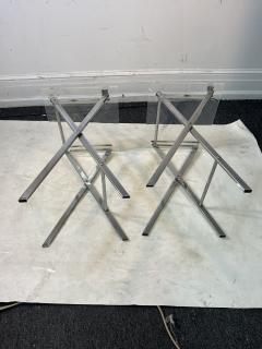 Charles Hollis Jones PAIR OF MODERN LUCITE AND CHROME X BASE FOLDING TABLES - 3314413