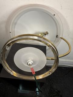 Charles Hollis Jones POST MODERN ENAMELED CORAL SHADE AND BRASS WITH CLEAR FROSTED LUCITE LAMP - 4320949