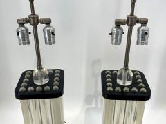 Charles Hollis Jones Pair of Clear Black Lucite Lamps in the Style of Charles Hollis Jones - 3319331