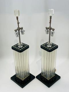 Charles Hollis Jones Pair of Clear Black Lucite Lamps in the Style of Charles Hollis Jones - 3319336