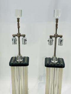 Charles Hollis Jones Pair of Clear Black Lucite Lamps in the Style of Charles Hollis Jones - 3319361