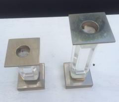 Charles Hollis Jones Pair of Lucite Nickel Candle Holders by Charles Hollis Jones - 85907