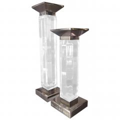 Charles Hollis Jones Pair of Lucite Nickel Candle Holders by Charles Hollis Jones - 85909