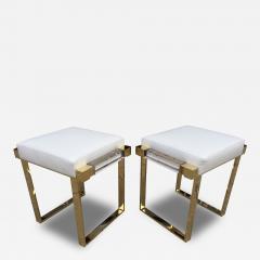 Charles Hollis Jones Pair of Lucite and Brass Box Line Benches by Charles Hollis Jones - 71062