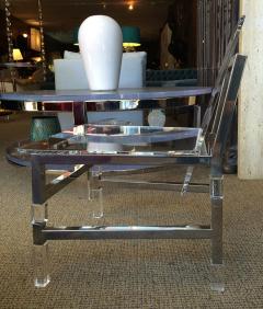 Charles Hollis Jones Pair of Metric Chairs in Lucite and Nickel by Charles Hollis Jones Signed - 84066